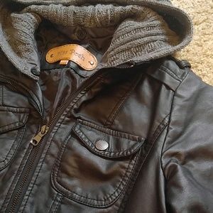 Faux Leather Bomber Jacket