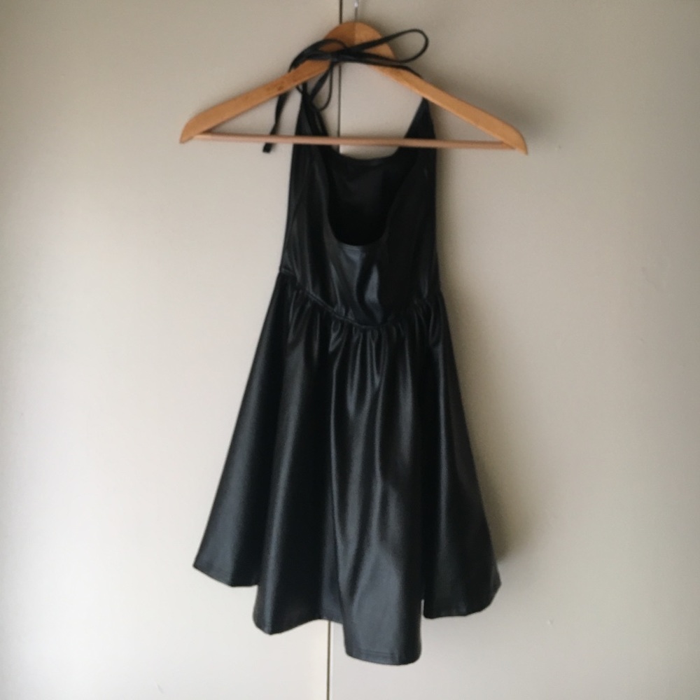 Fo-leather black skater halter dress