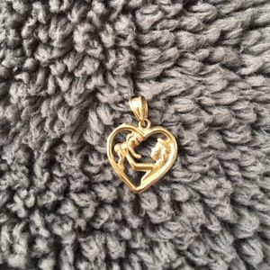 Mommy and baby heart charm (14k)