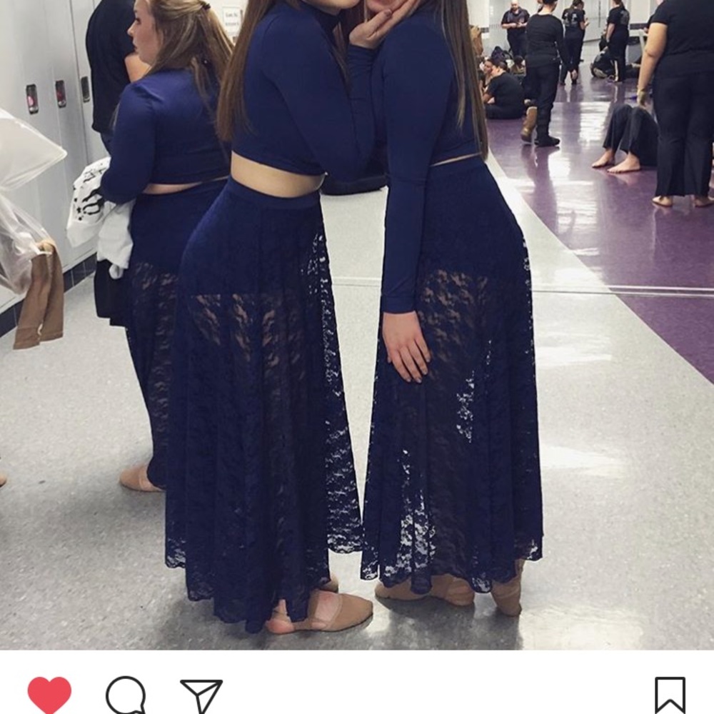 Navy Two piece lace dance costume