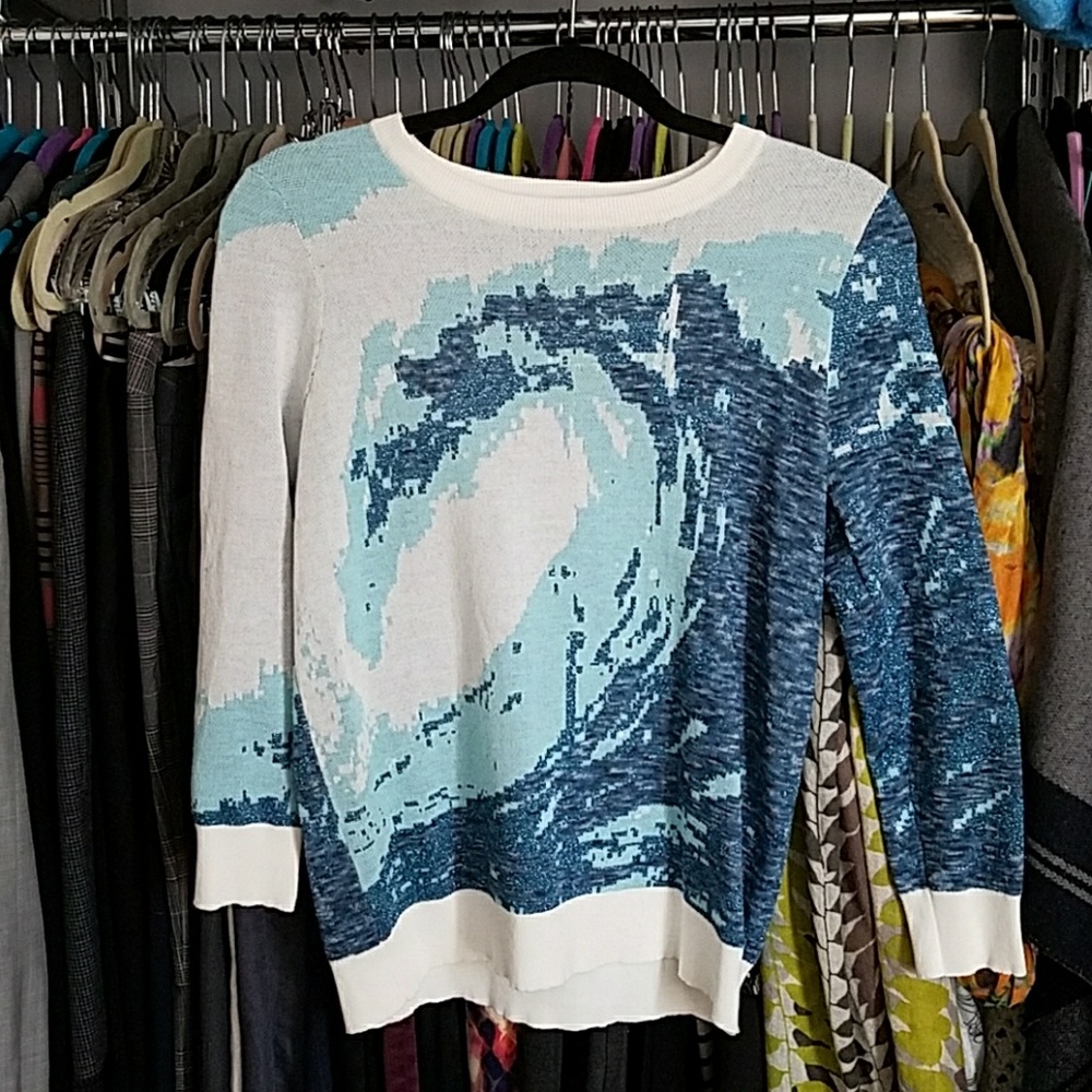 Metallic wave jacquard sweater