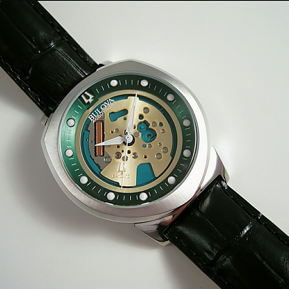 NWT Bulova accu Men's leather black watch - Picture 4 of 5