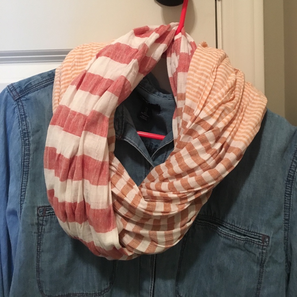 Orange and Red Striped Scarf