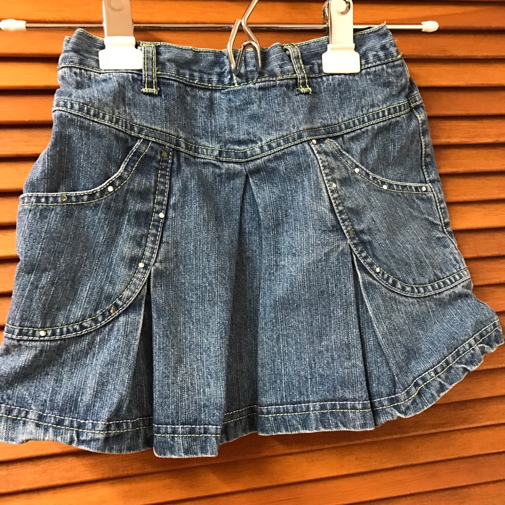 Denim Girl's Jean Skirt With Navy Shorts Attached