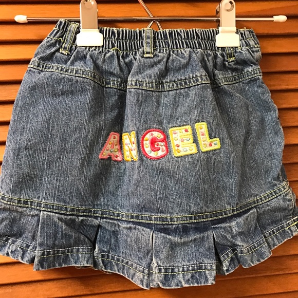 Denim Girl's Jean Skirt With Navy Shorts Attached - Picture 2 of 8