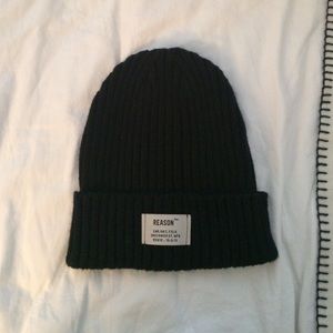 Reason brand black beanie hat