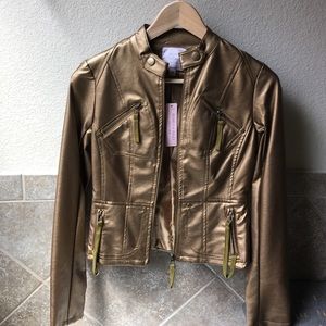 Romeo & Juliet couture gold leather jacket