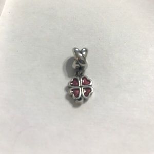 Pandora's Fuchsia 4-Leaf Red Clover Dangling Charm