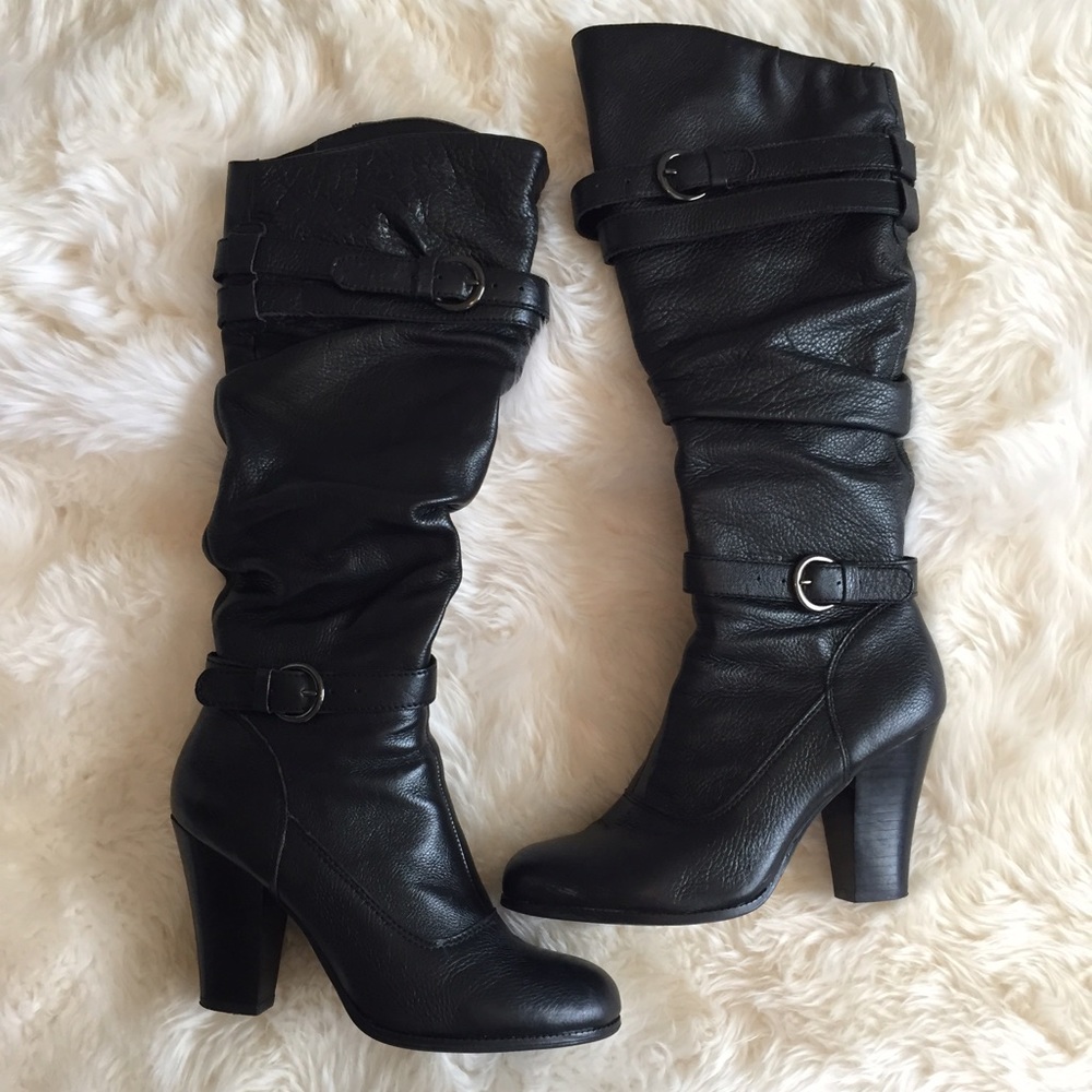 Steve Madden black leather boots, 7.