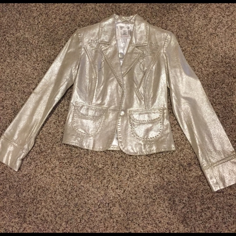 White House Black Market Silver Jacket