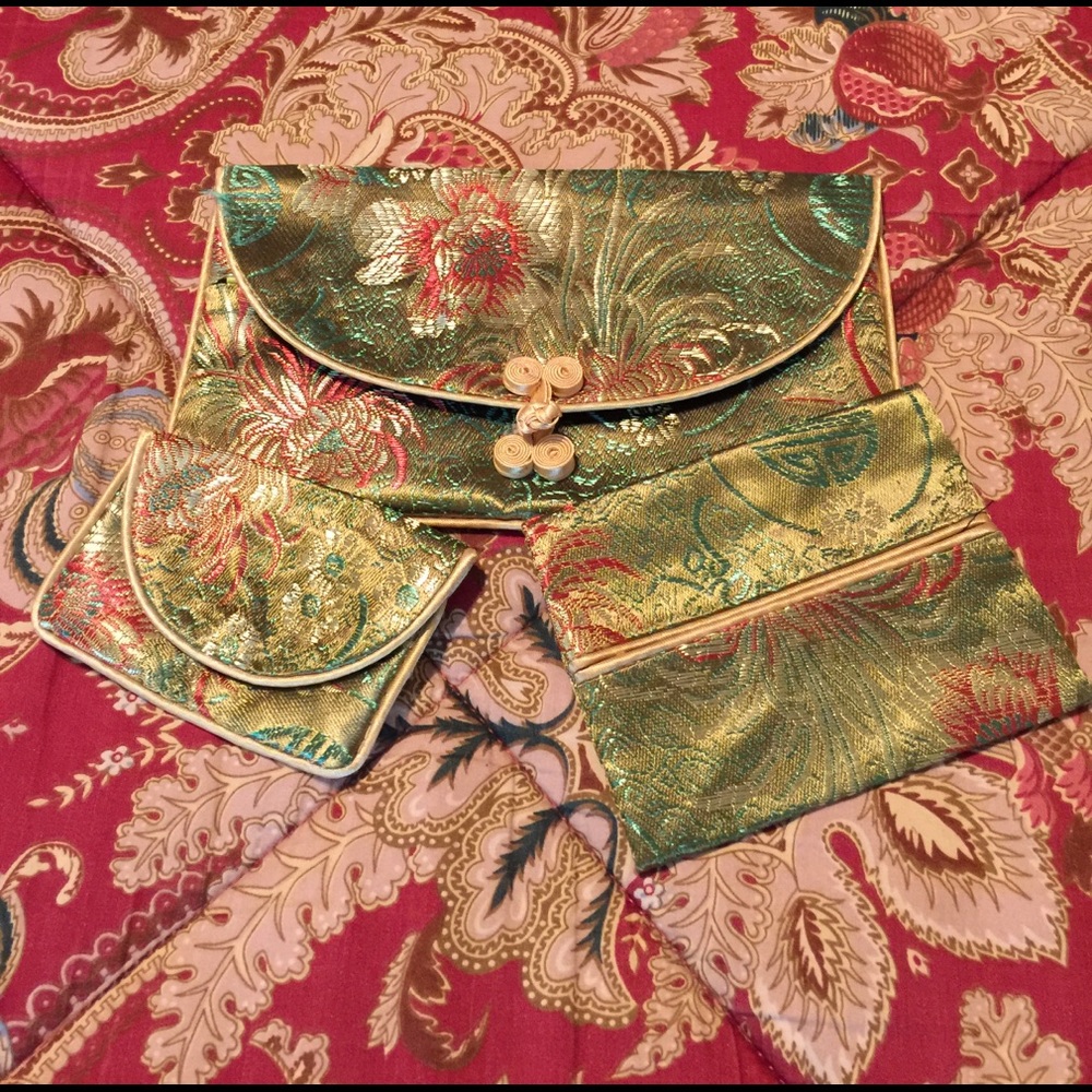 Set of 3 Chinese silk bags