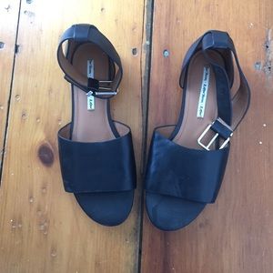 Flat Black Ankle Snap Sandal