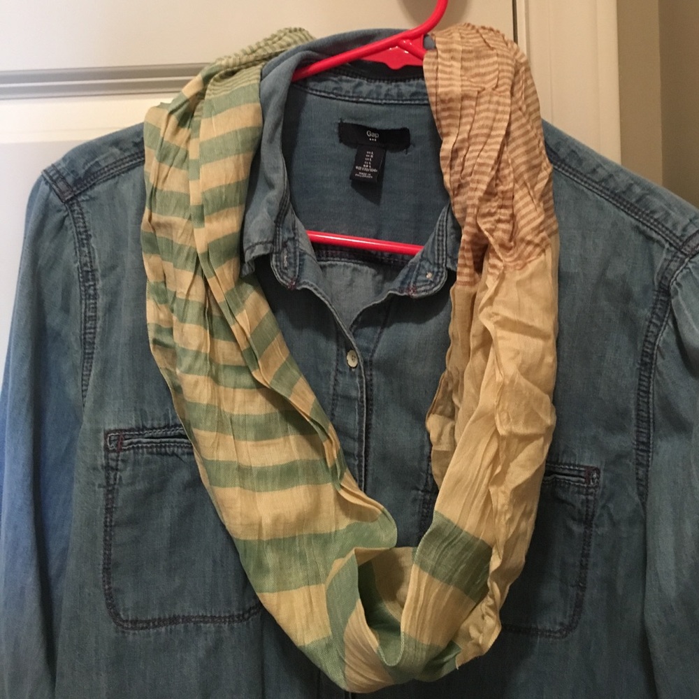 Blue and Brown Striped Scarf