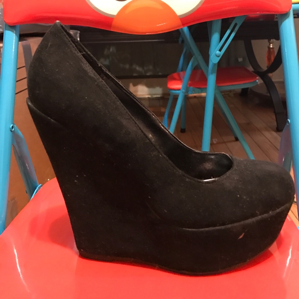 Black Wedge suede Shoes