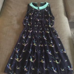 Navy blue bird print Zara dress small