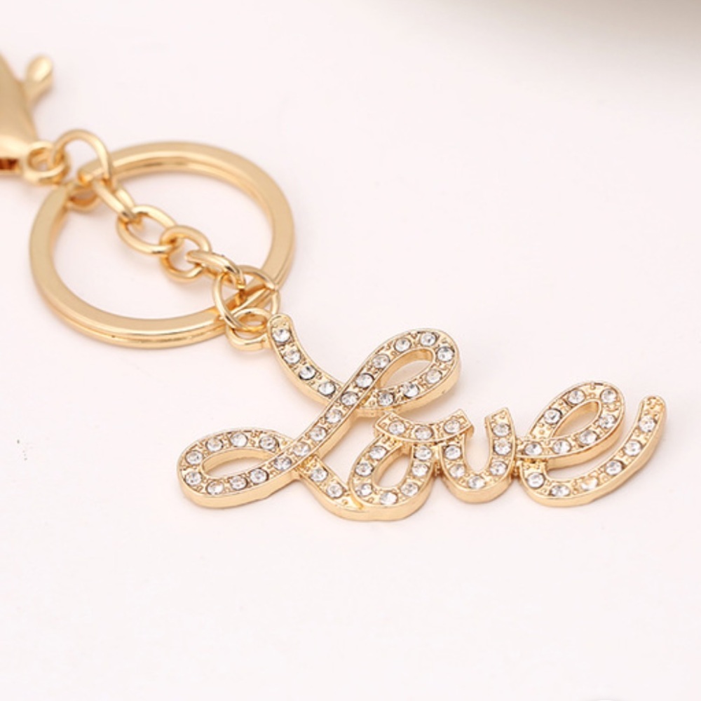 Rhinestone Love keychain