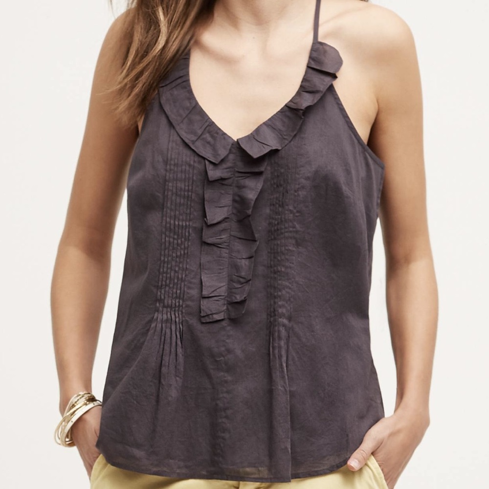 🎉HP🎉✨Les Cocotiers Ruffled Mora Tank, Dark Grey✨