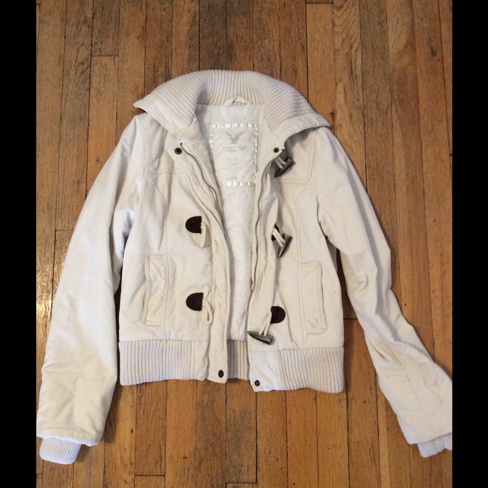White corduroy bomber jacket
