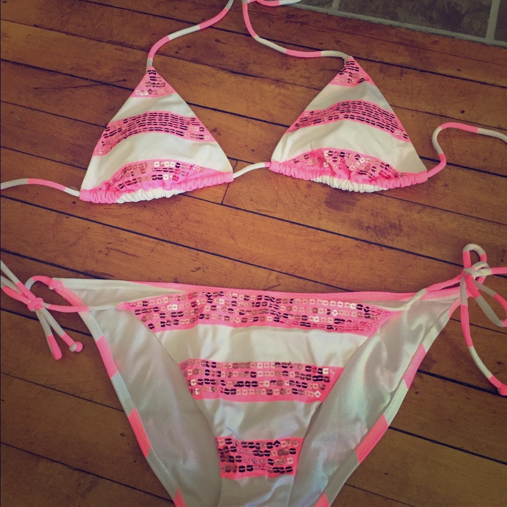 VS pink sequin bikini set