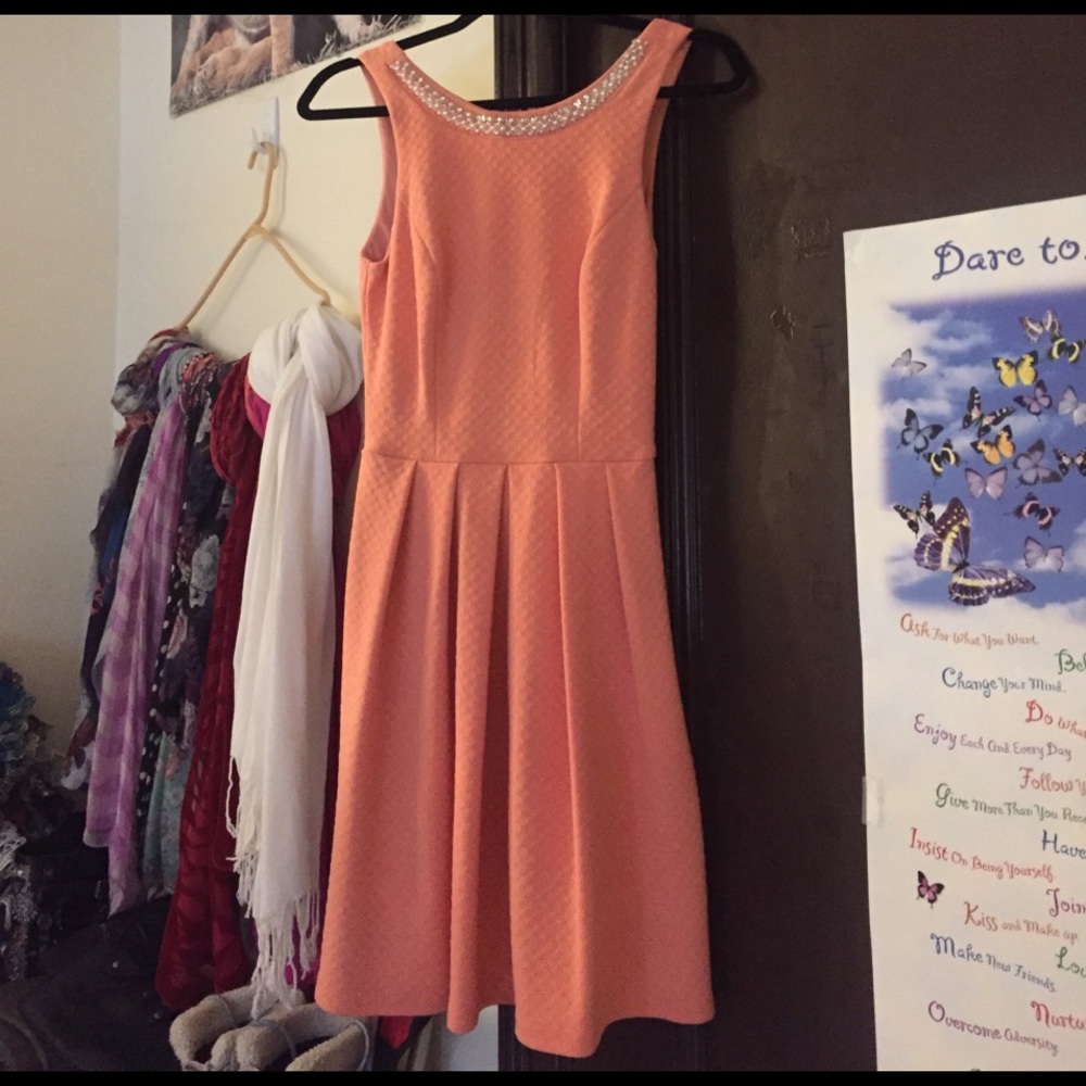 Peach colored dress!
