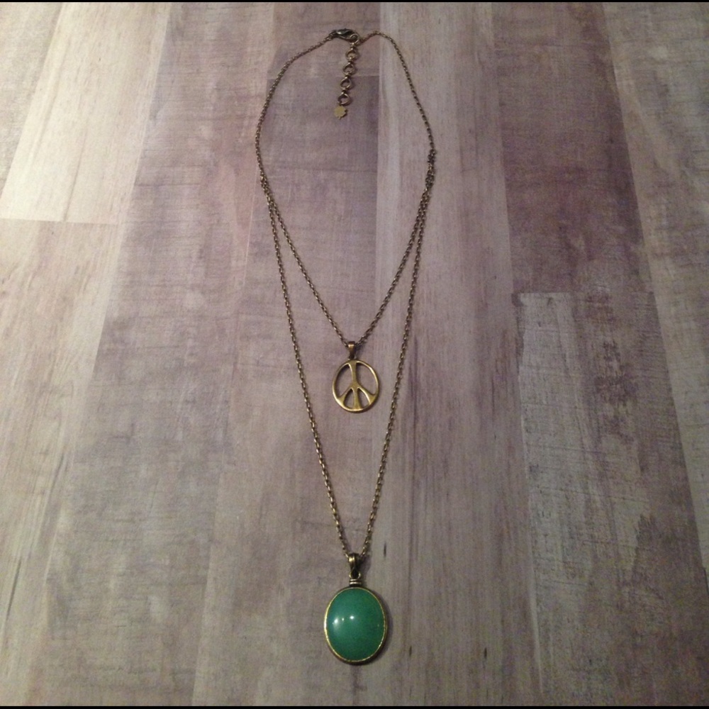 Lucky Brand Gold & Jade layered Necklace