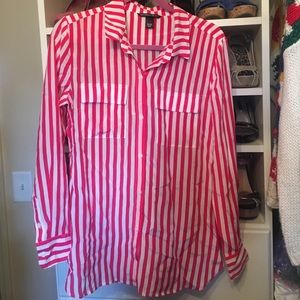 Silk pink and white striped top