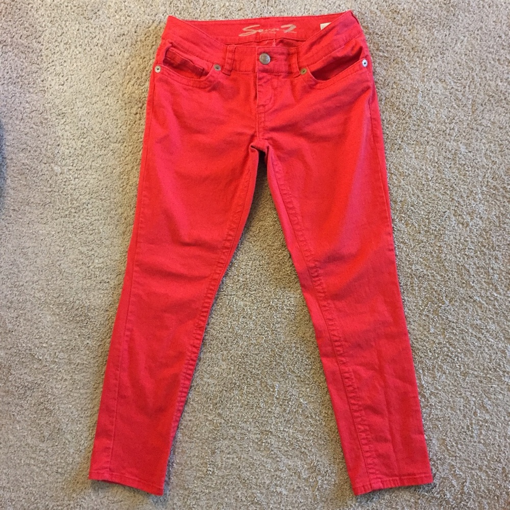 Seven 7 Size 8 Coral Skinny Jeans