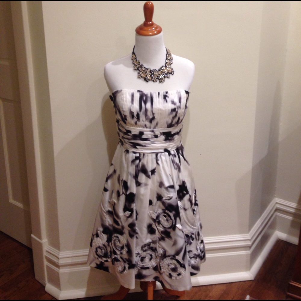 Black and White Strapless Dress