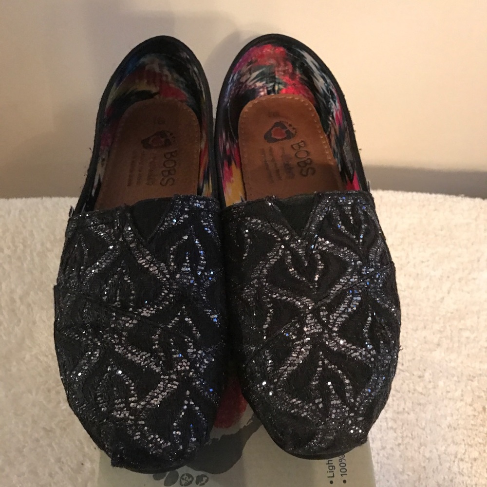 BOBS size 9.5, black and sparkly!