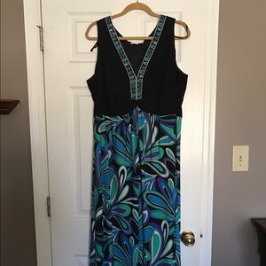 Retro Print Sleeveless Maxi Dress 18W