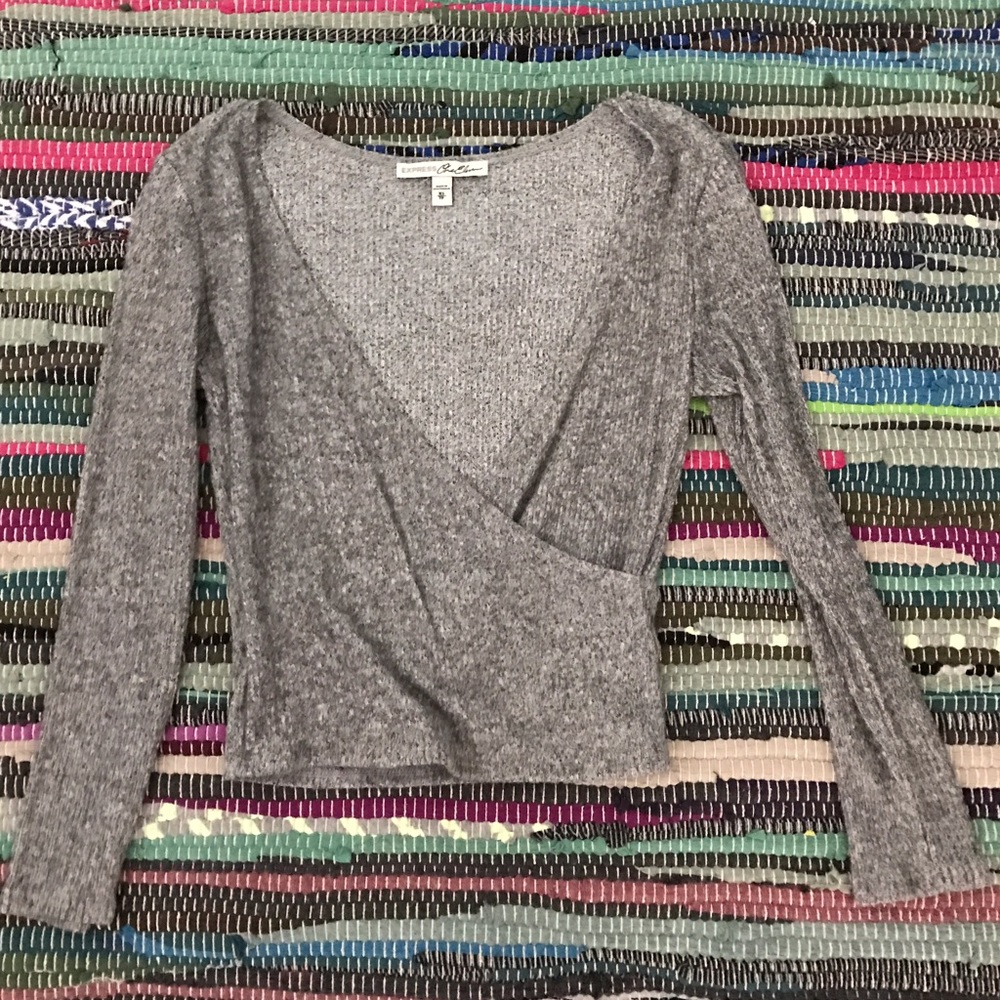 Express Grey Knit Crop Top