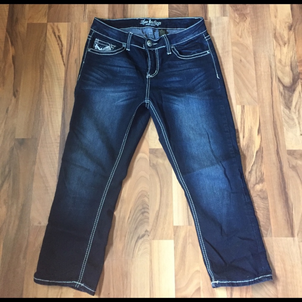 Love indigo dark wash capris