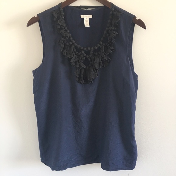 J. Crew Tops - J. Crew Ruffled Collier Cotton & Silk Top