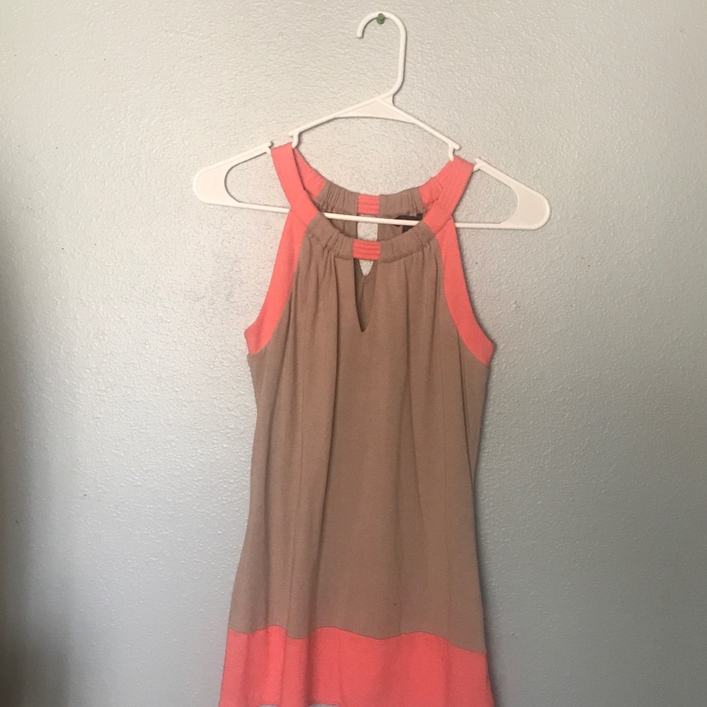 Coral/tan tanked blouse