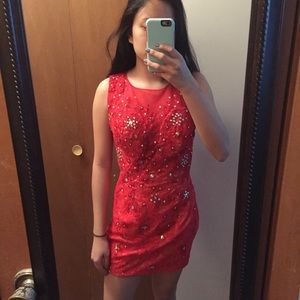 Red Lace Homecoming or Prom Dress