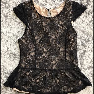 Black lace top with nude underlay, size S
