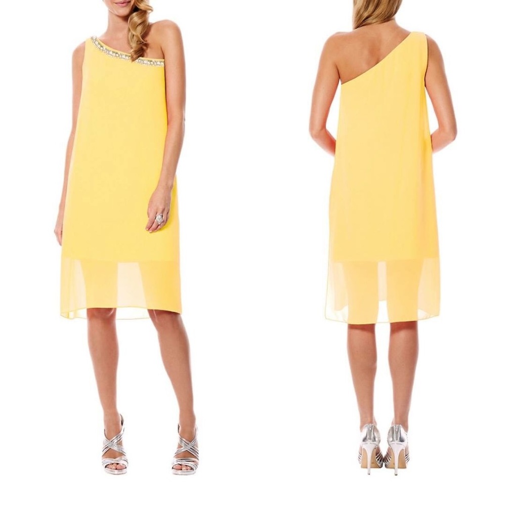 Laundry by Shelli Segal yellow one shoulder dress