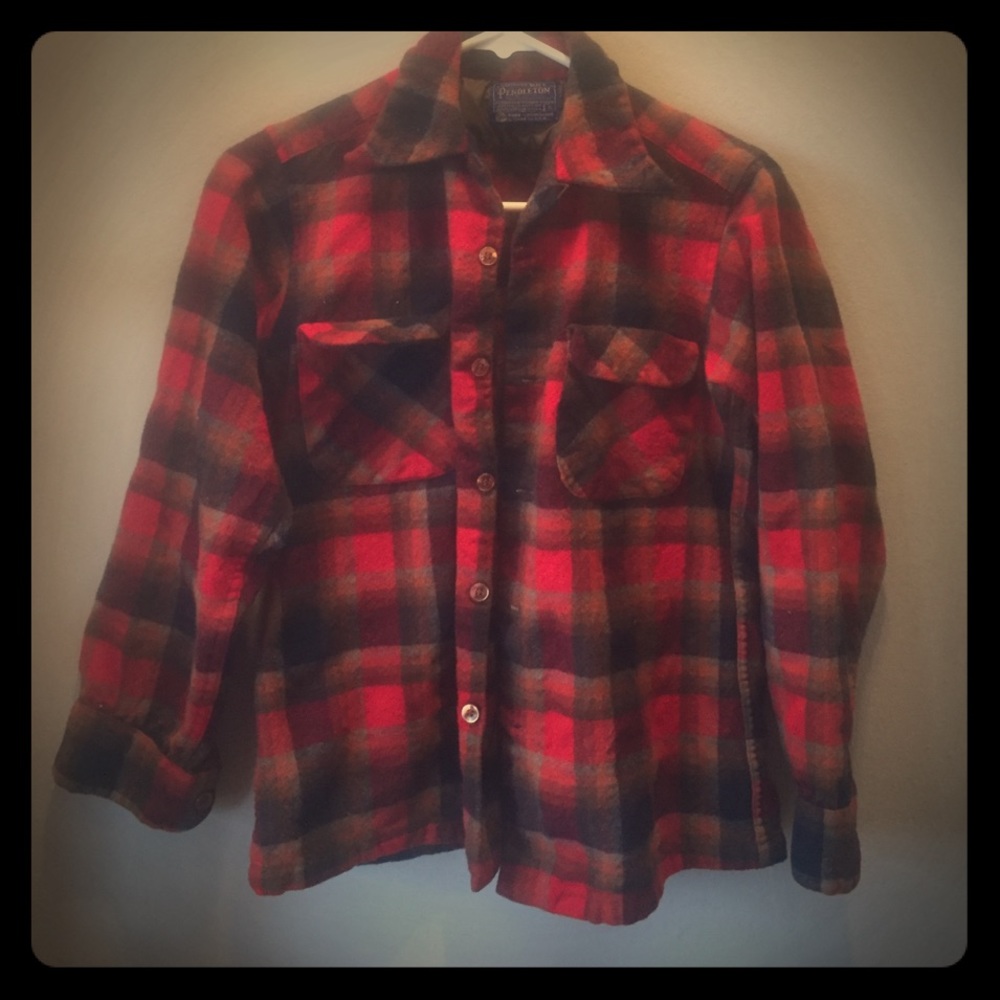 Genuine Pendleton 100% Wool Small Red Flannel