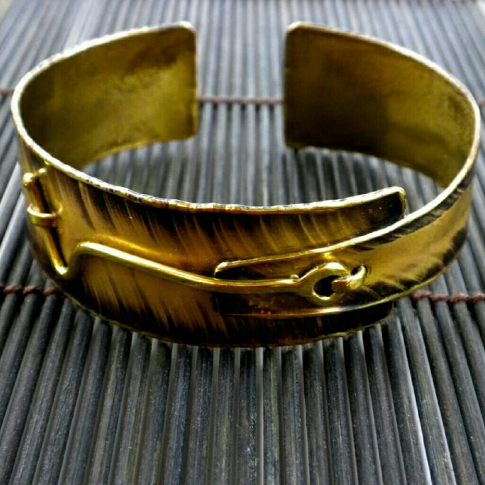Handmade Brass Hook and Eye Cuff Brtacelet