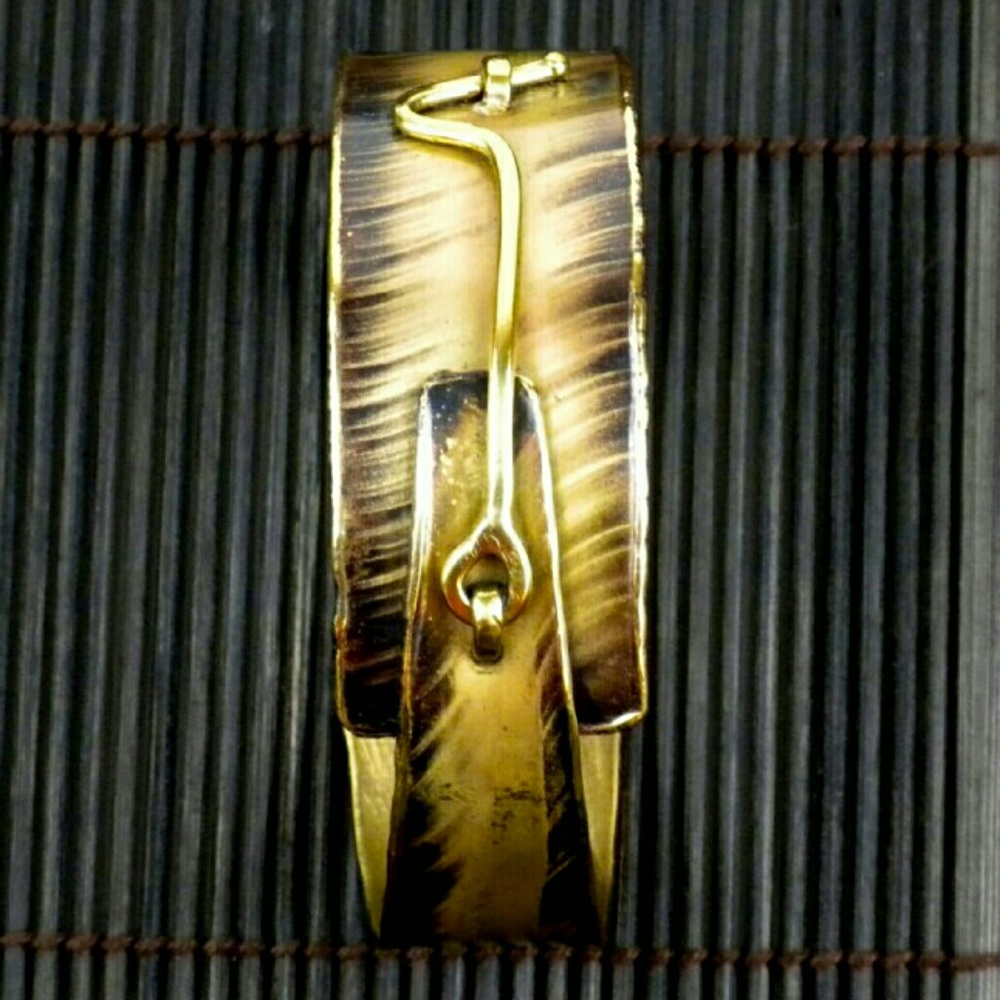 Handmade Brass Hook and Eye Cuff Brtacelet - Picture 2 of 2