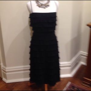 Tiered Black Chiffon Dress