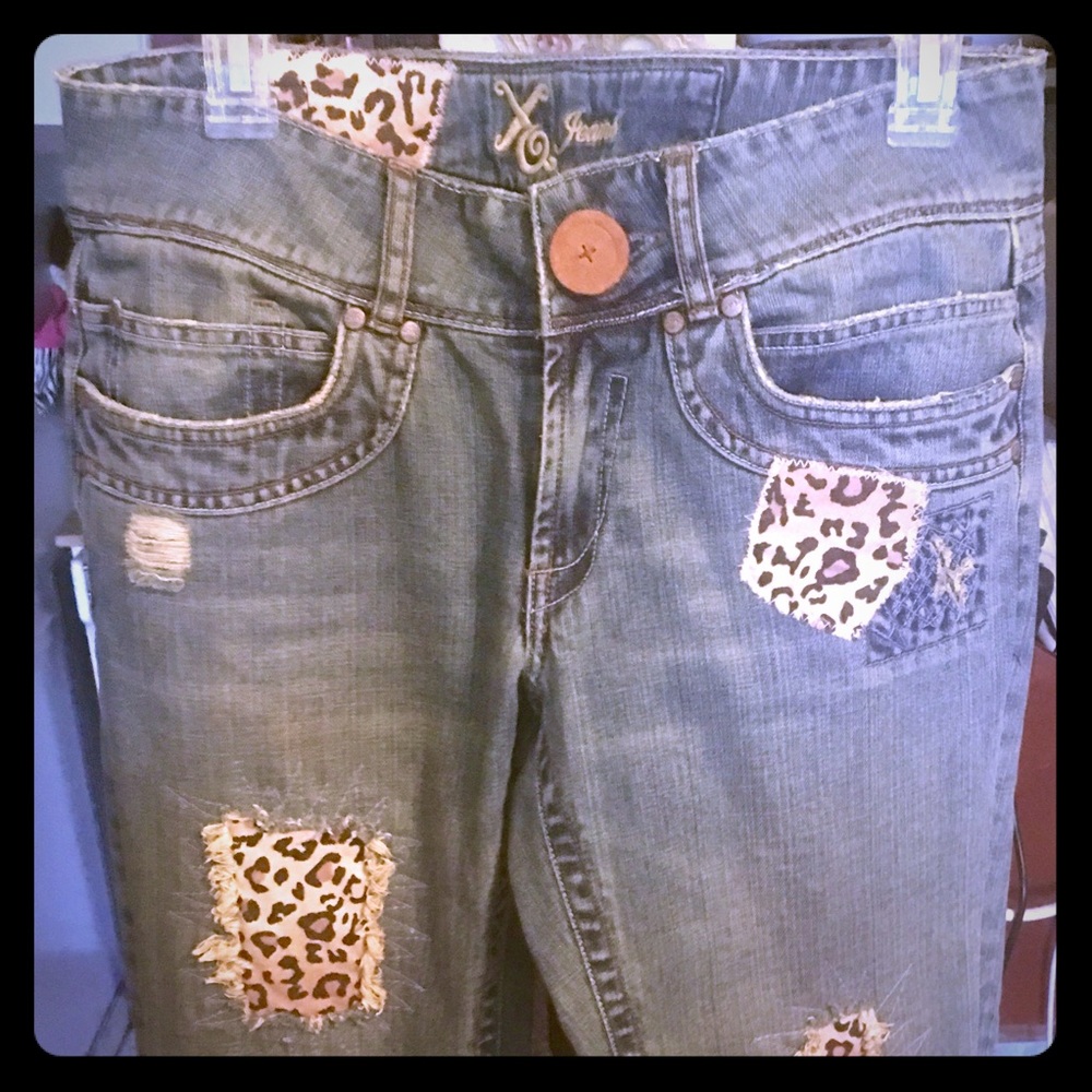 XOXO CHEETAH FLARE JEANS