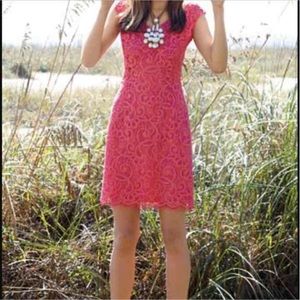 Lilly Pulitzer Rosaline Dress 14 coral pink lace