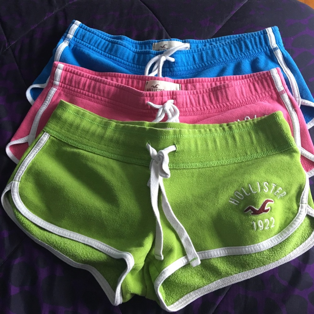 Blue, Pink, and Green Hollister Shorts
