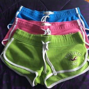 Blue, Pink, and Green Hollister Shorts