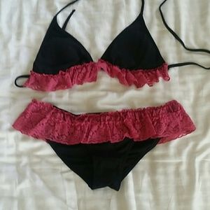 Black bikini with lace trim size m/l
