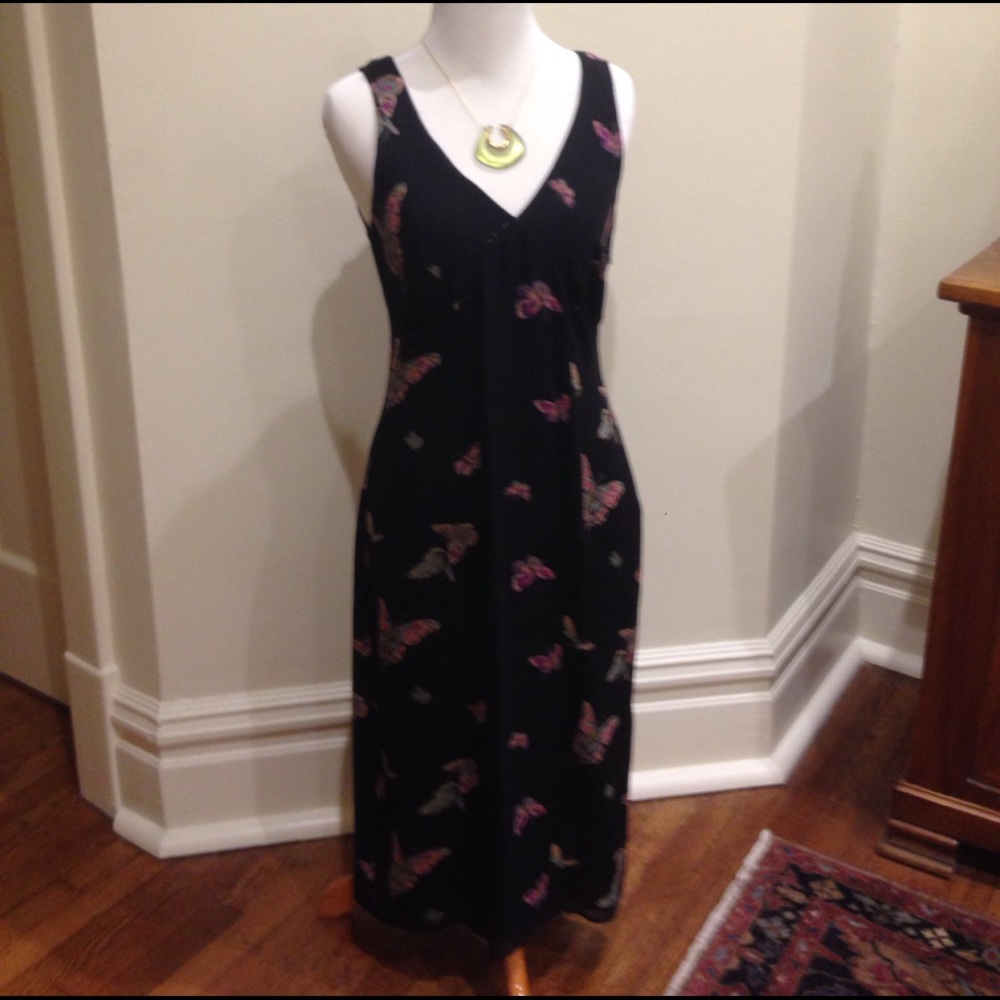 Black Butterfly Print Dress