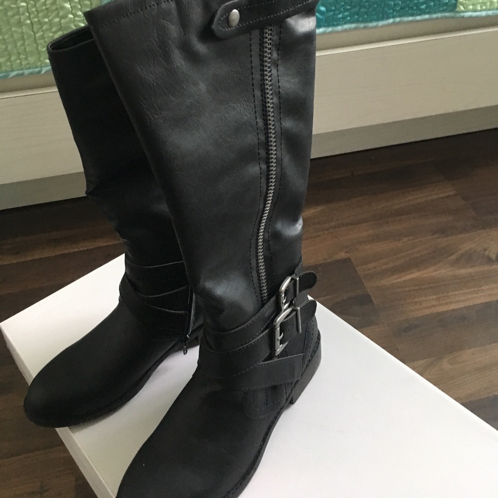 Black leather boots