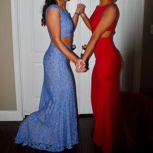 Periwinkle 2 piece prom dress