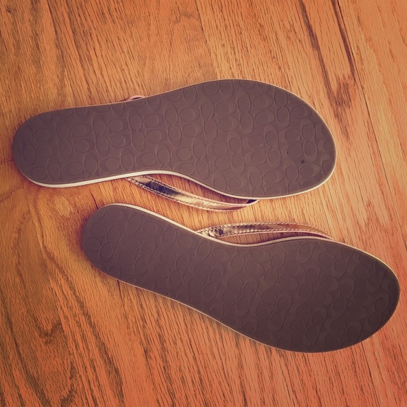 Coach Rose Gold Flip Flops - Picture 2 of 2
